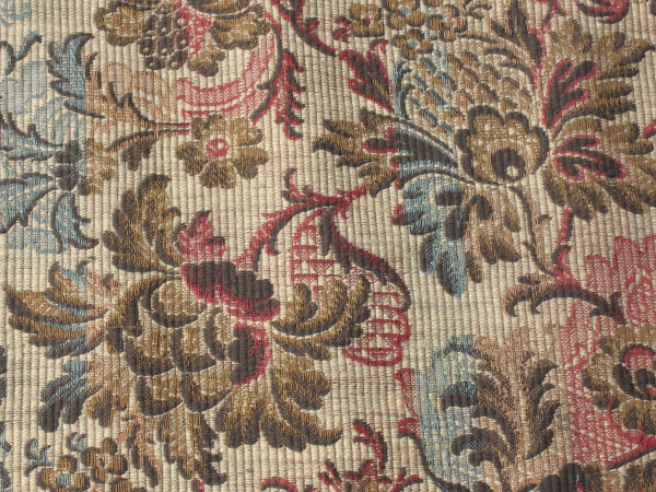 Paire de rideaux tentures portières en tissé Jacquard  motif floral style Louis XIII  fin 19ème