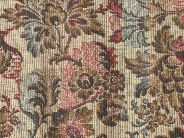 Paire de rideaux tentures portières en tissé Jacquard  motif floral style Louis XIII  fin 19ème