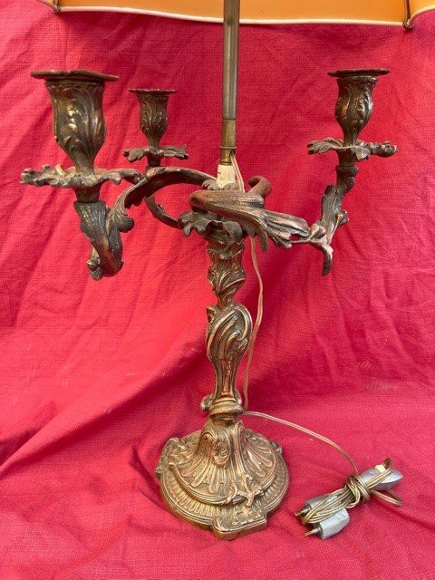 Candlestick Lamp 3 Lights In Bronze Louis XV Style