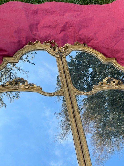 Golden Wood Mirror Louis XVI Style Screen