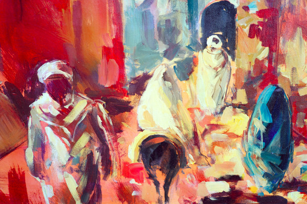 Mohamed DOUAH, "Souk", olio su tela