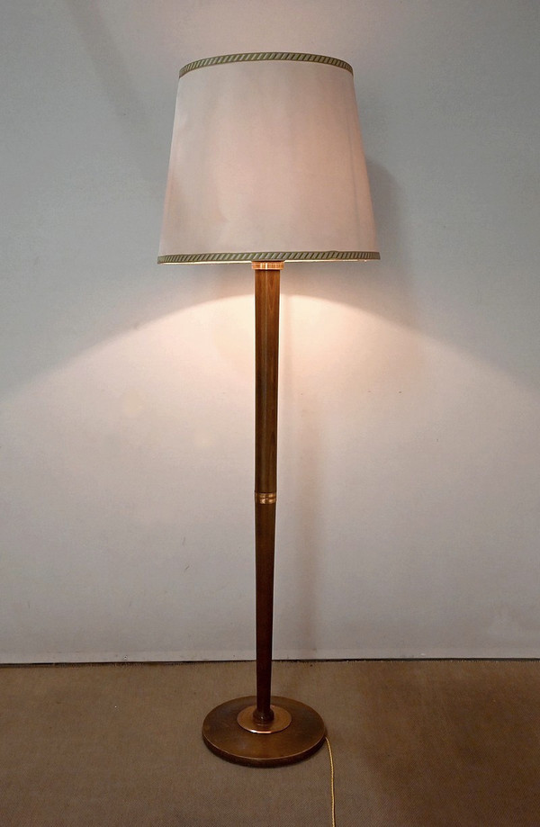 Art Deco floor lamp in varnished beech – 1940