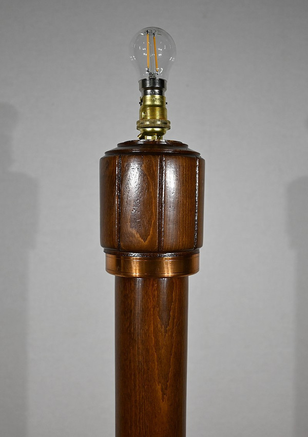 Art Deco floor lamp in varnished beech – 1940