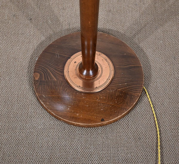 Art Deco floor lamp in varnished beech – 1940