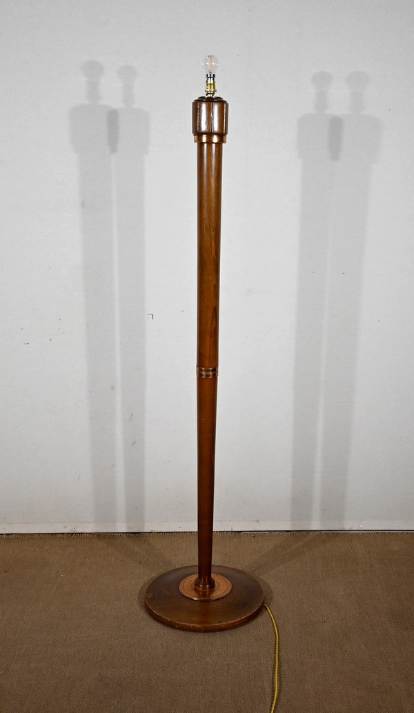 Art Deco floor lamp in varnished beech – 1940