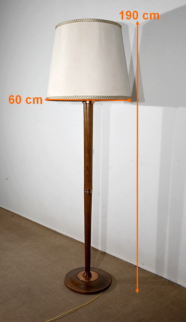 Art Deco floor lamp in varnished beech – 1940