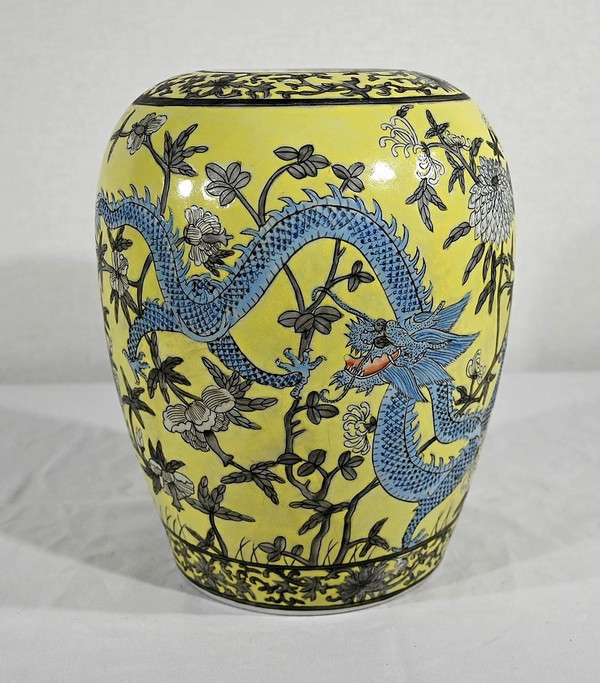 Vase aux Deux Dragons, en Porcelaine de Chine, Dynastie Qing – XIXe