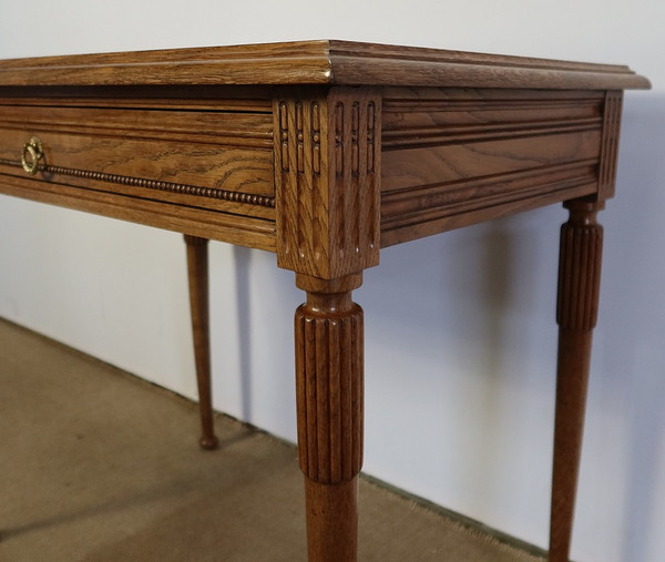 Office table in solid oak, Louis XVI style - 1900