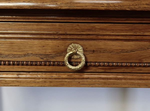 Office table in solid oak, Louis XVI style - 1900