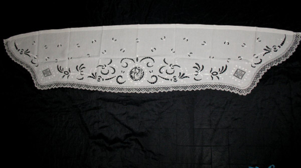 Lace border for altar front or console in Richelieu embroidery, 19th century