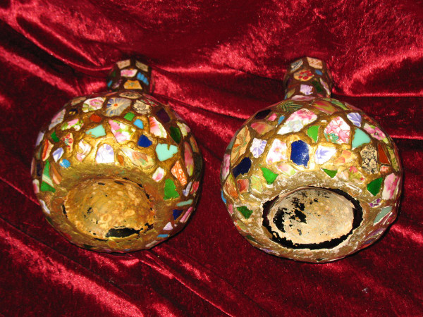 Pair of picplate mosaic vases from the mid-20th century