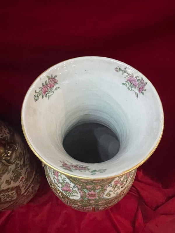 Enorme Paire De Vases En Porcelaine De Canton Chine XIX ème