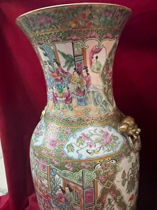 Enorme Paire De Vases En Porcelaine De Canton Chine XIX ème