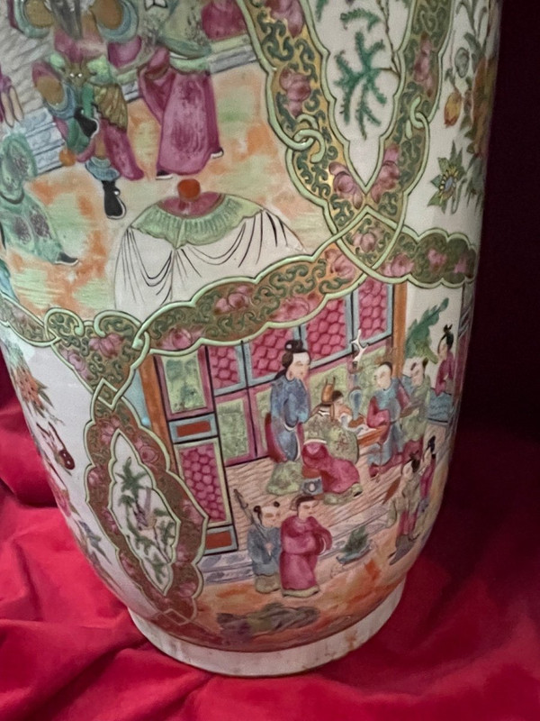 Enorme Paire De Vases En Porcelaine De Canton Chine XIX ème