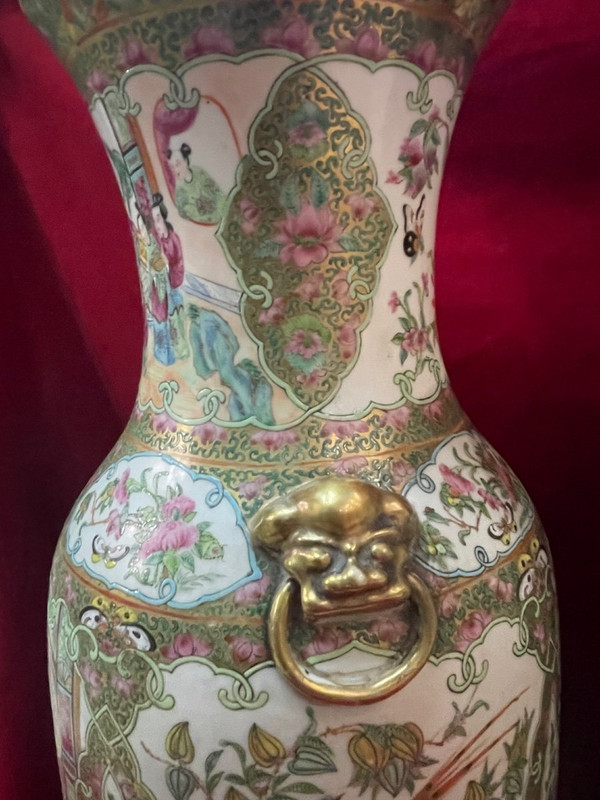 Enorme Paire De Vases En Porcelaine De Canton Chine XIX ème