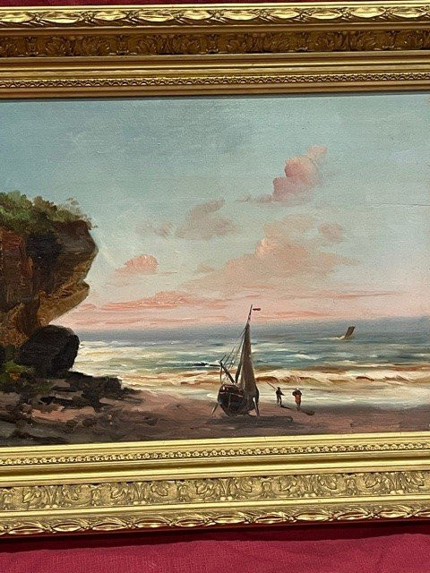 Oil On Panel XIX ème Marine painting