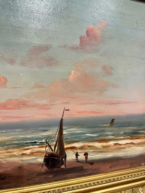 Oil On Panel XIX ème Marine painting