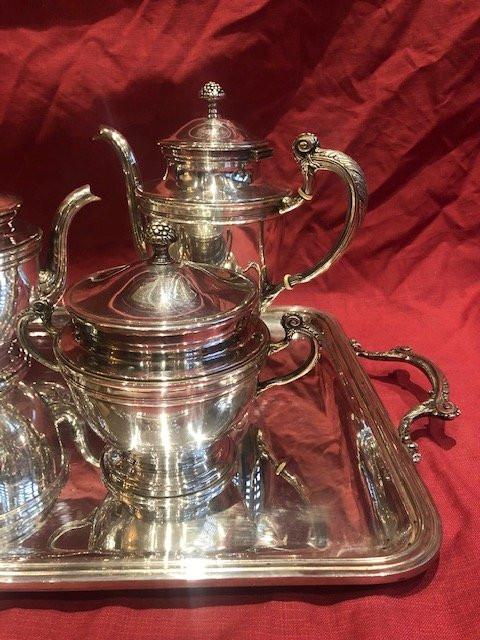 Silver Metal Tea And Coffee Set Ercuis Style Louis XV