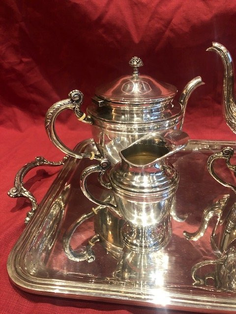 Silver Metal Tea And Coffee Set Ercuis Style Louis XV