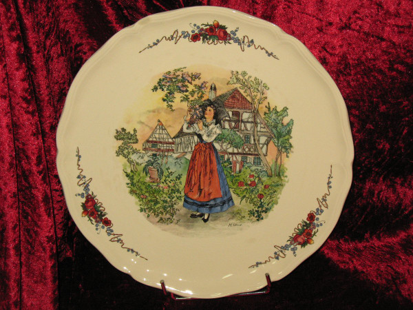 Sarreguemines earthenware table service with Alsatian Obernai decor by Henri Loux 20th century