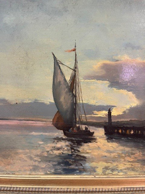 Olio su pannello Pittura marina del XIX secolo