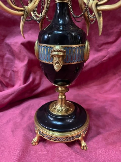 Pair Of Candlesticks Gilded Bronze Enamels Cloisonné Ferdinand BARBEDIENNE And Louis Constant SEVIN