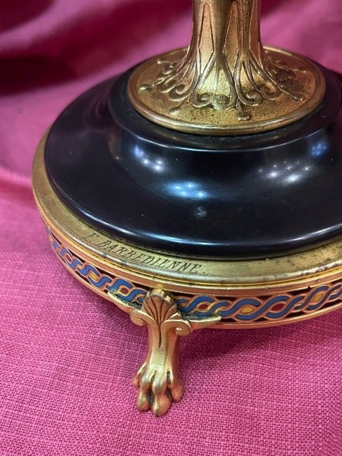 Pair Of Candlesticks Gilded Bronze Enamels Cloisonné Ferdinand BARBEDIENNE And Louis Constant SEVIN