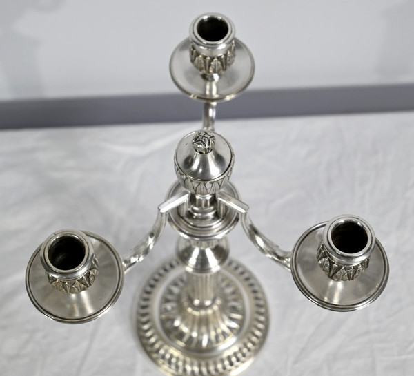 Pair of Silver Bronze Candlesticks - Late 19th Century