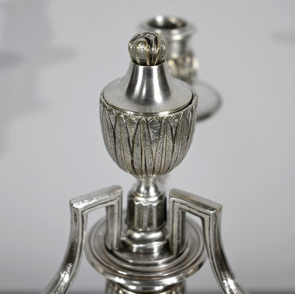 Pair of Silver Bronze Candlesticks - Late 19th Century