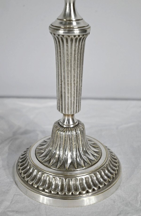 Pair of Silver Bronze Candlesticks - Late 19th Century