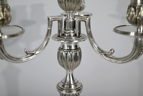 Pair of Silver Bronze Candlesticks - Late 19th Century