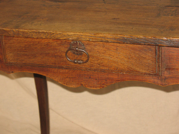 Small Louis XV period desk table in oak with an 18th century drawer