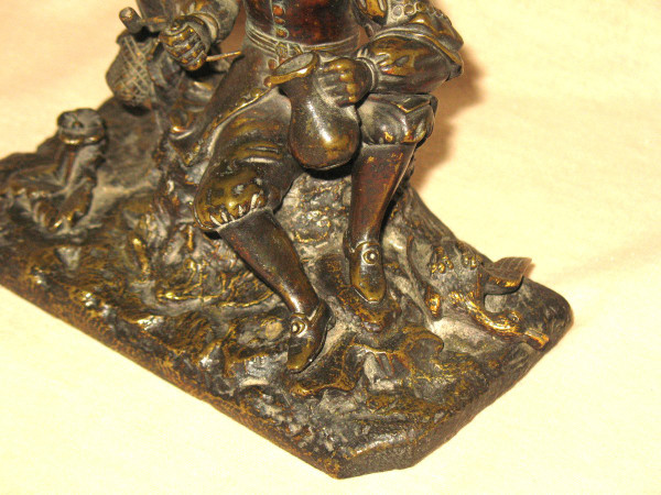 Hunter at rest bronze patina medal 19th century