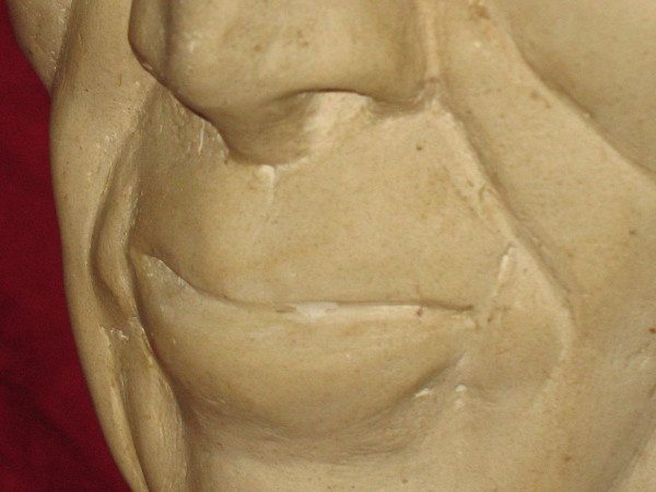 Busto di uomo in pietra di Borgogna firmato Moudie, XX secolo