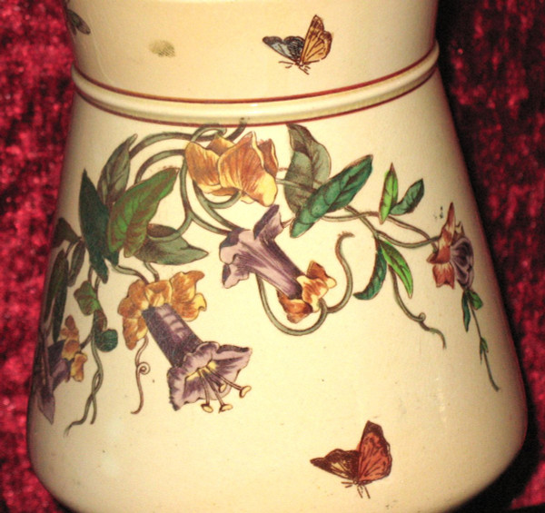 Foot of lamp in Bordeaux earthenware with Japanese decoration Nella, 19th century