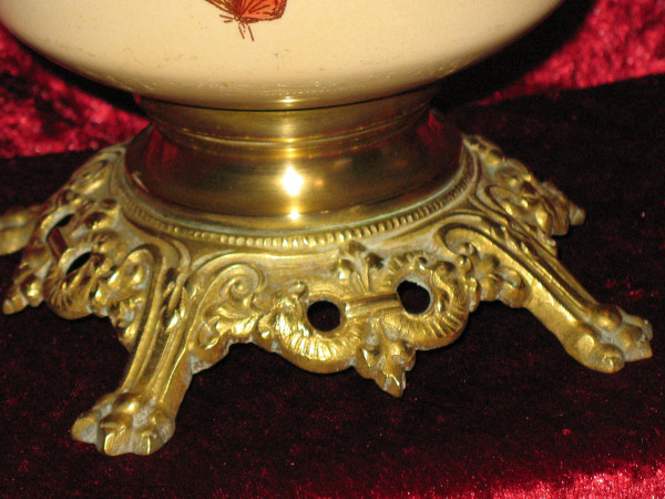 Foot of lamp in Bordeaux earthenware with Japanese decoration Nella, 19th century