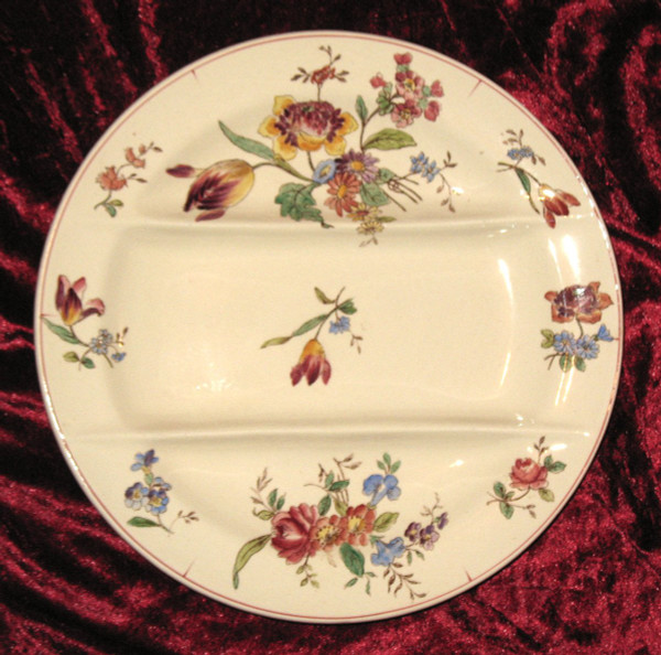 Asparagus service in Longchamp earthenware with Louis XV style floral decoration, 19th century