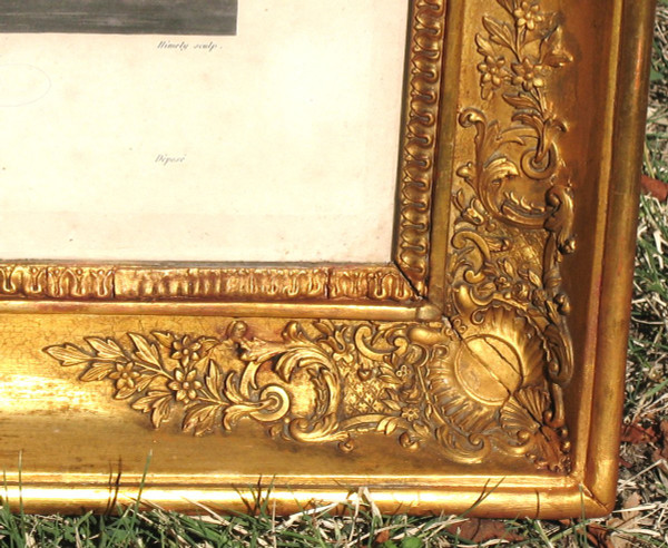 19th century Empire style gilt frame with engraving View of the Tower of London