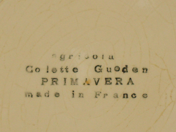 Coppia di piatti in terracotta realizzati da Colette Guéden - Service Trophées Agricola per Primavera