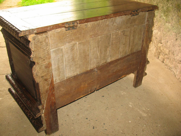 Carved oak wedding chest from Normandy 17th century