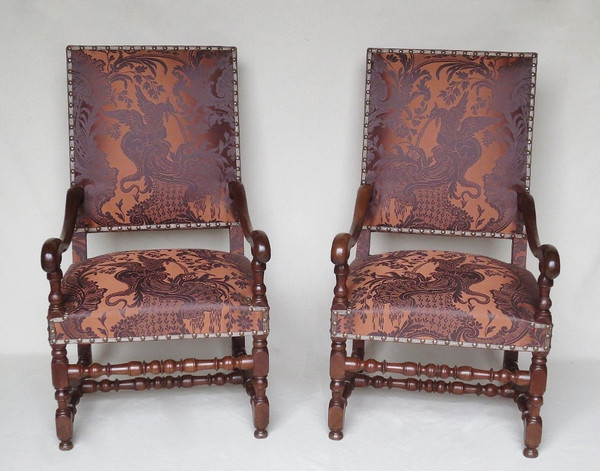 Pair of armchairs, Louis XIV period.