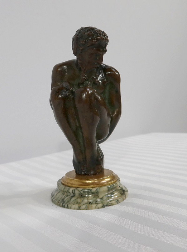 Bronze "The Crouching Man" - Late 19th century