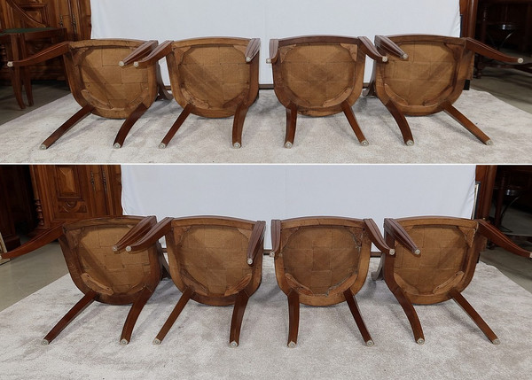 Suite de 8 Chaises Gondoles en Noyer massif, Art Déco – 1930