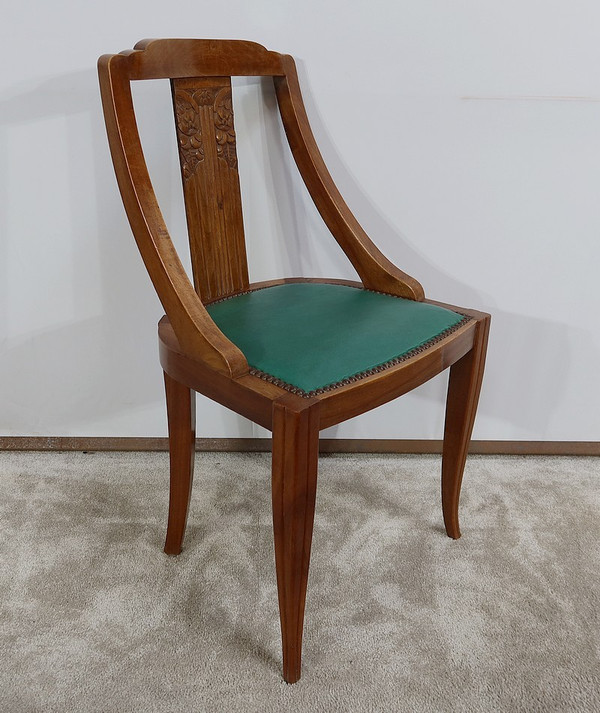 Suite de 8 Chaises Gondoles en Noyer massif, Art Déco – 1930