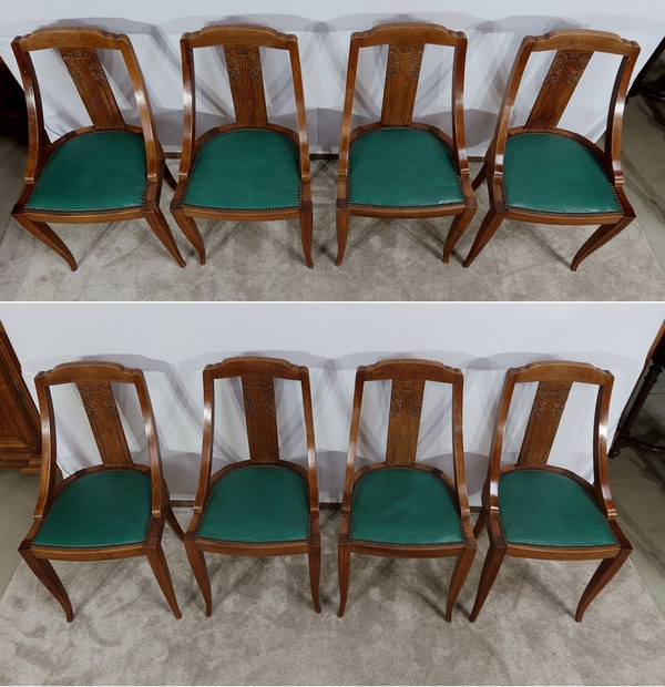 Suite de 8 Chaises Gondoles en Noyer massif, Art Déco – 1930