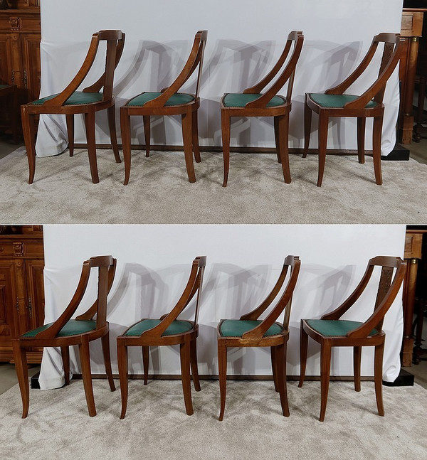 Suite de 8 Chaises Gondoles en Noyer massif, Art Déco – 1930