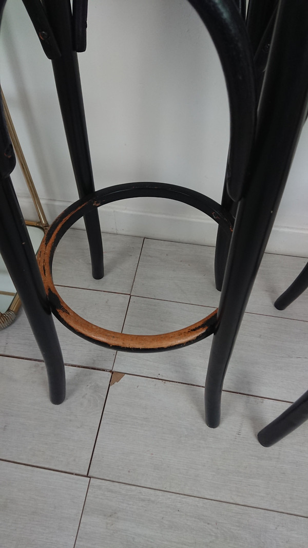 Black lacquered cane bar stool