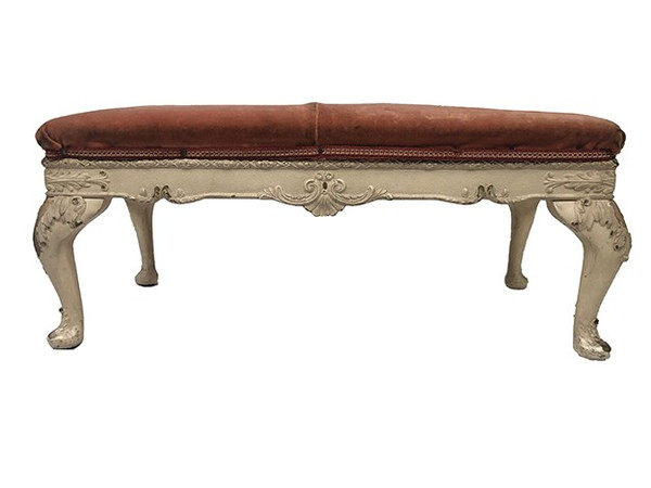 Petit banc en bois laqué crème de style rococo, milieu XXe