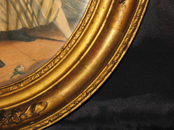 Pair of Restauration-style carved frames in wood and gilded staff, 19th century