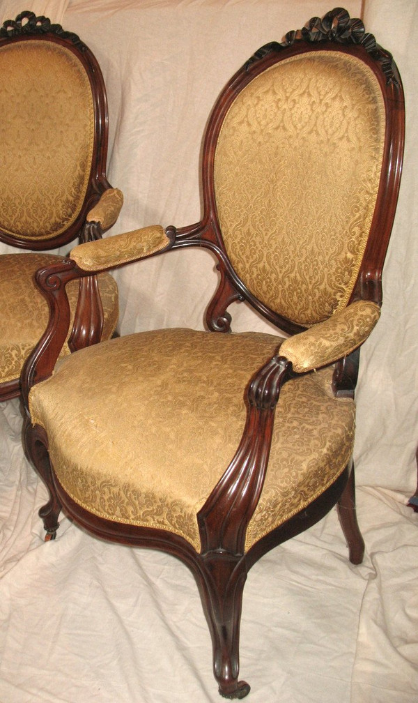 Paire de fauteuils Louis-Philippe en palissandre époque 19ème